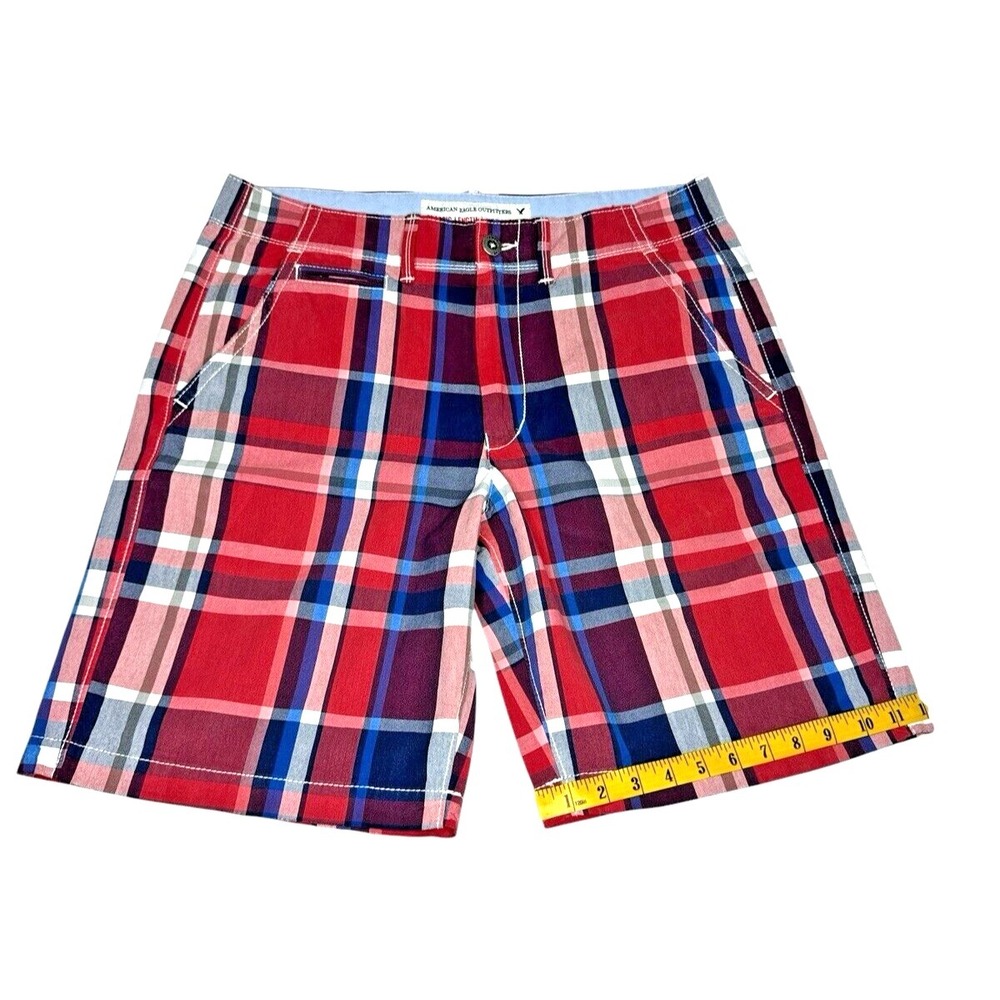 American Eagle Classic Fit Multicolor Plaid Cotton Shorts Size 34 - Picture 8 of 15
